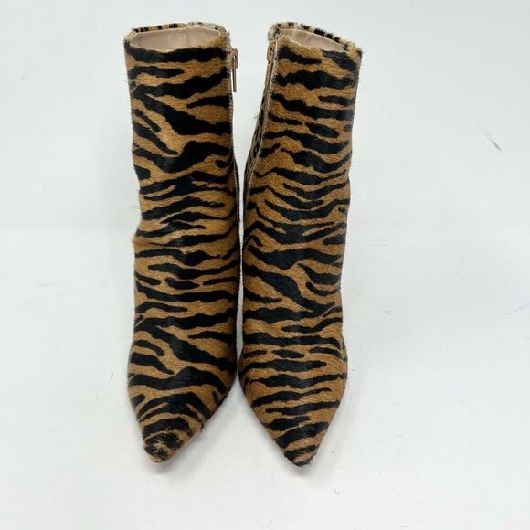 Steve Madden Ashton Boots Womens 8 Leather Pointed Toe Tiger Print Heeled - Picture 5 of 11
